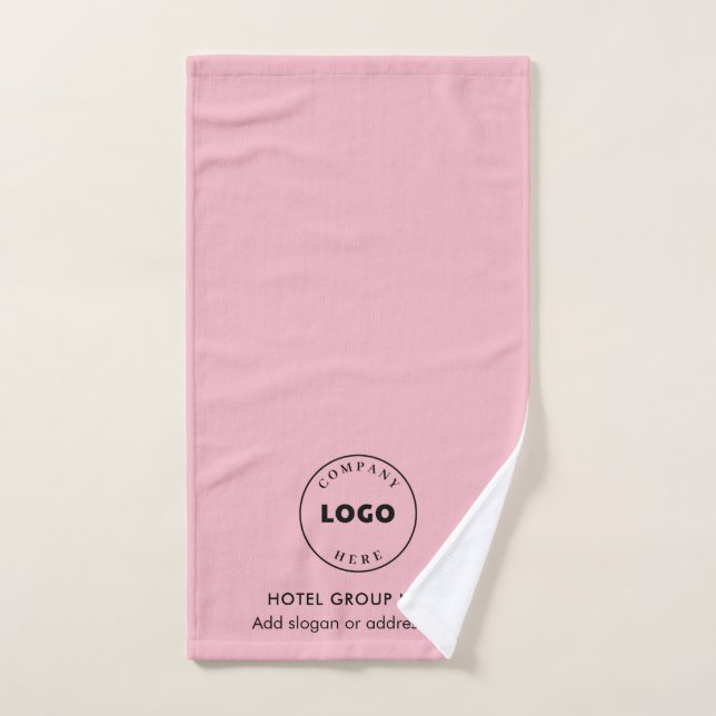Modern Business Logo Name Simple Pink Hand Towel (Hand Towel)