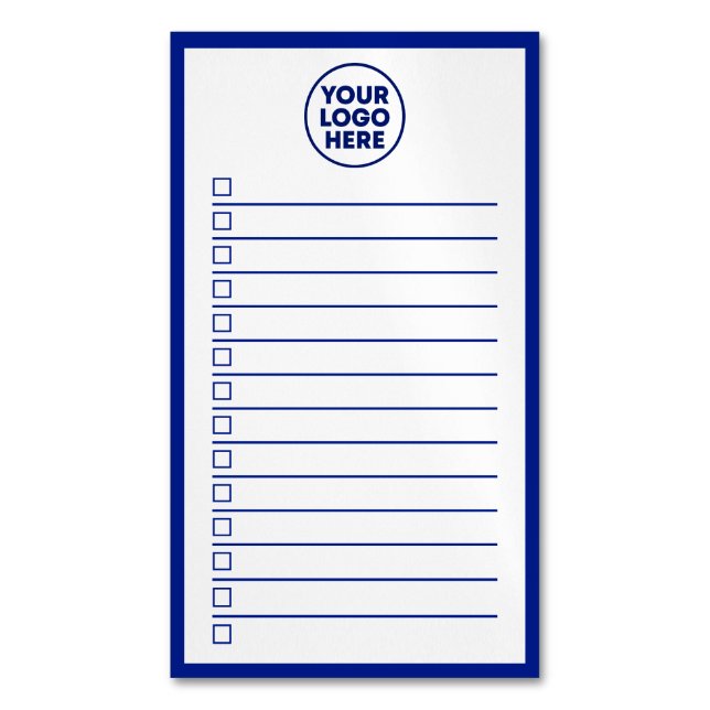 Modern Business Logo Navy Blue To Do List Magnetic Business Card (Front Vertical)