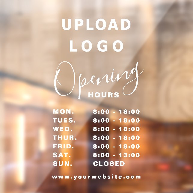 Modern Business Logo Opening Hours Window Cling (Sheet 2)