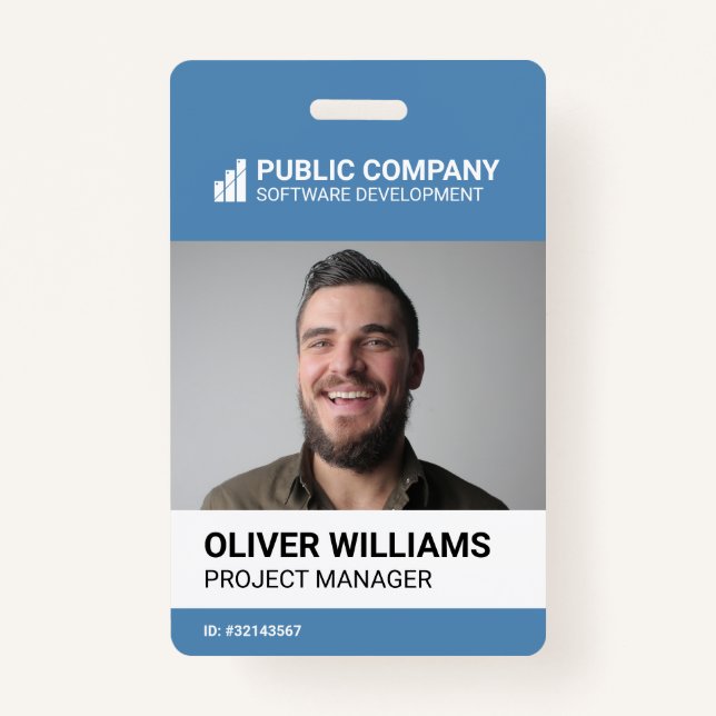 Modern Business Logo Photo Employee ID Badge (Front)
