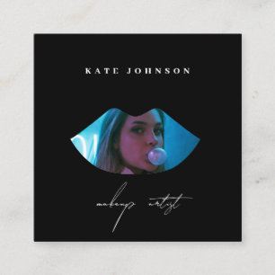 Modern Business Logo Photo Makeup Artist Lip Square Business Card