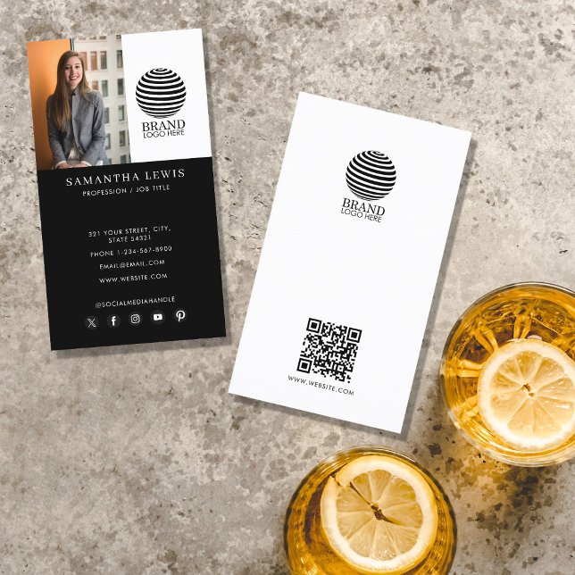 Modern Business Logo Photo QR Code Social Media  Business Card (Modern Business Logo Photo QR Code Social Media Business Card)