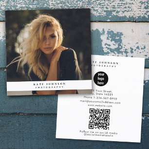 Modern Business Logo Photographer Photo Square Business Card