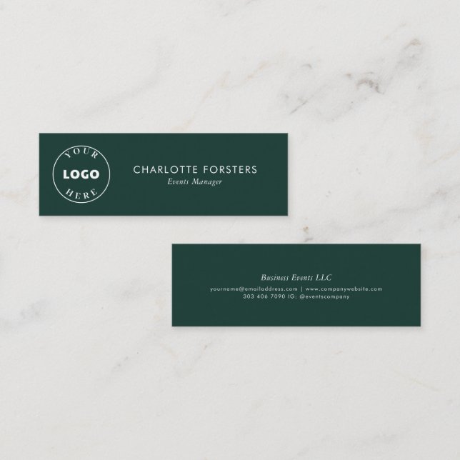 Modern Business Logo Plain Corporate Employees Mini Business Card (Front/Back)