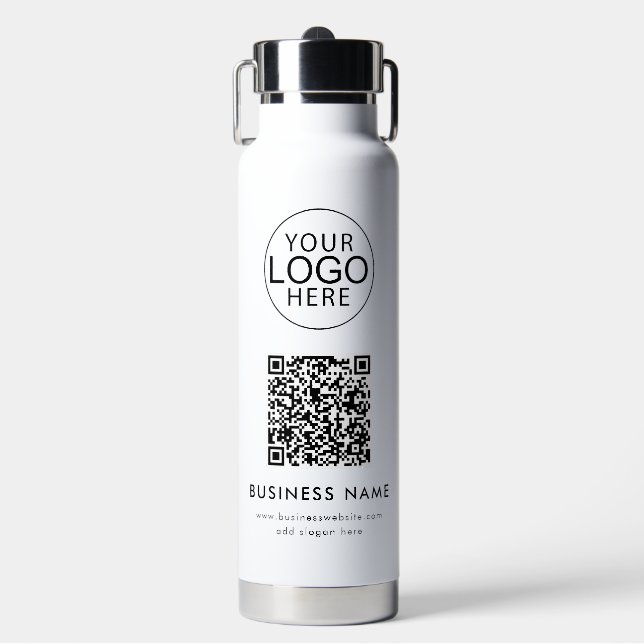 Modern Business Logo QR Code Corporate Events Water Bottle (Front)