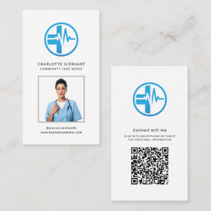 Modern Business Logo QR Code Employee Photo Business Card