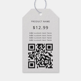 Modern Business Logo QR Code Light Grey Price Tags