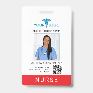 Modern Business Logo QR Code Nurse Photo ID Badge
