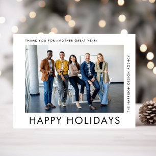 Modern Business Logo QR Code Photo Christmas Holiday Card