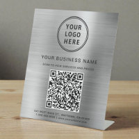 Modern Business Logo QR Code Silver