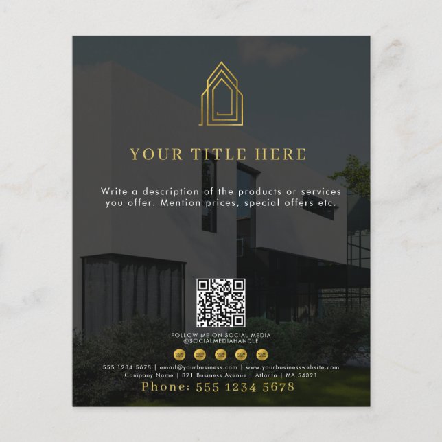 Modern Business Logo QR Code Social Media Photo  Flyer (Front)