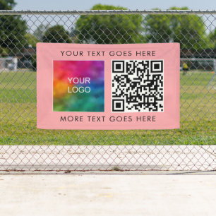 Modern Business Logo QR Code Template Blush Pink Banner