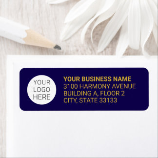 Modern Business Logo Return Address Label | blue