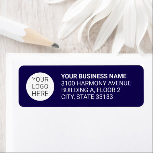Modern Business Logo Return Address Label blue