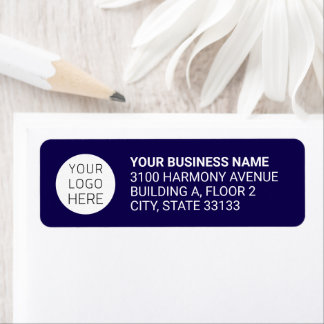 Modern Business Logo Return Address Label | blue
