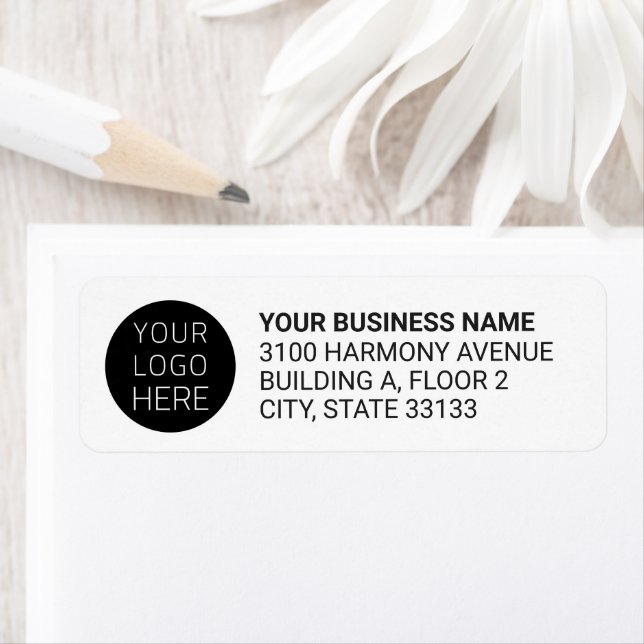 Modern Business Logo Return Address Label | white  (Insitu)