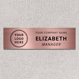 Modern Business Logo Rose Gold Name Tag