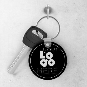 modern business logo round black aluminium keychai key ring