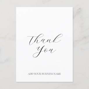 Modern Business Logo Script Thank You White Postcard