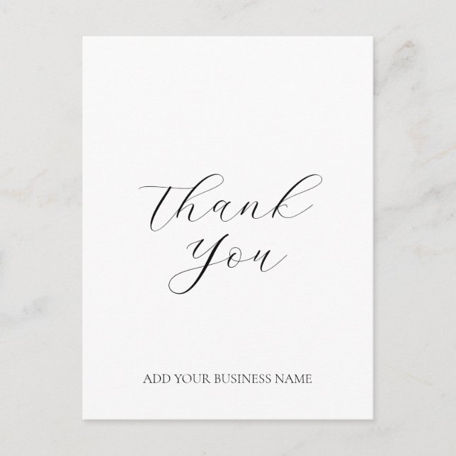 Modern Business Logo Script Thank You White Postcard (Front)