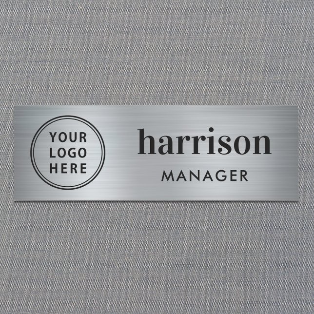 Modern Business Logo Silver Name Tag (Creator Uploaded)