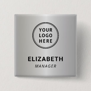 Modern Business Logo Silver Name Tag 15 Cm Square Badge