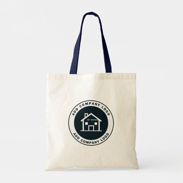 Modern Business Logo Simple Custom Tote Bag (Back)