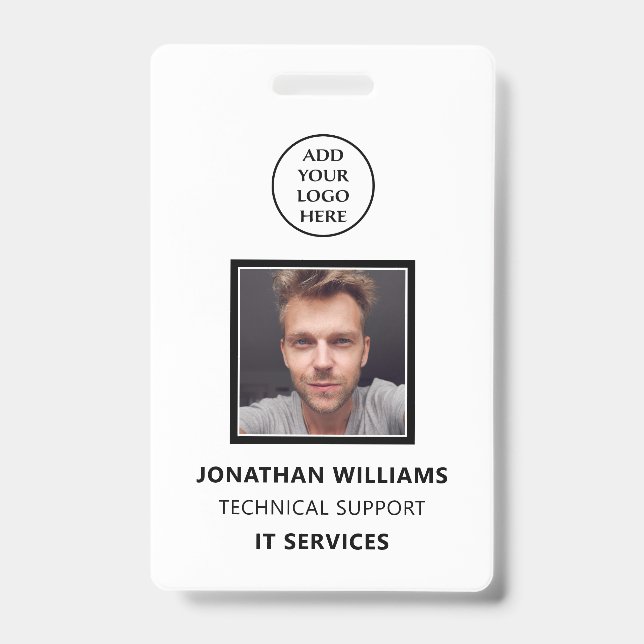 Modern Business Logo Staff Name Job Title Photo ID Badge (Front)