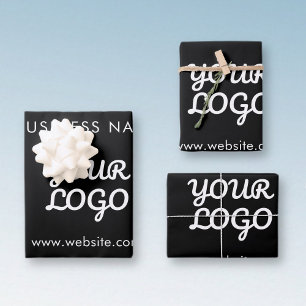 Modern Business Logo & Text Editable Colour Wrapping Paper Sheet