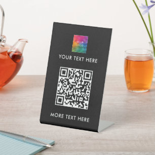 Modern Business Logo Text QR Code Best Black Pedestal Sign