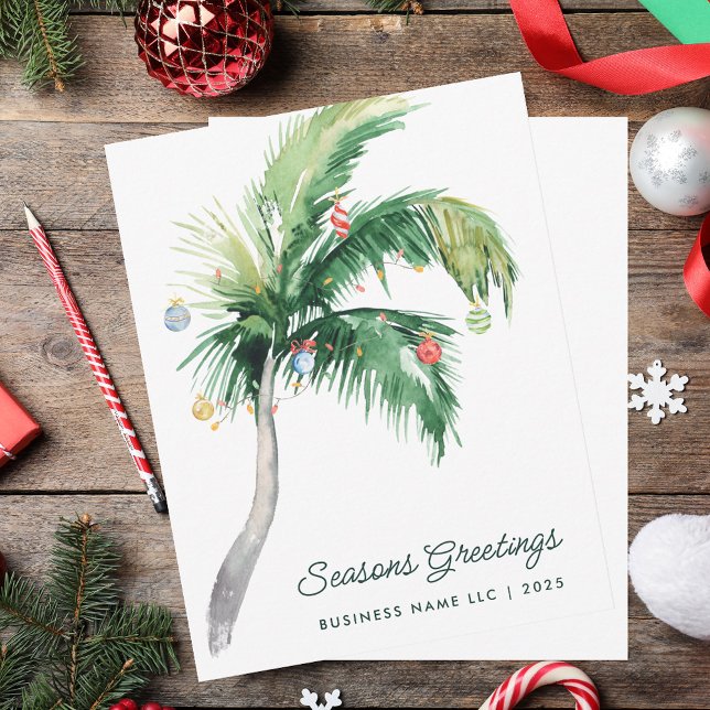 Modern Business Logo Tropical Palm Tree Christmas Holiday Card (Modern Business Logo Tropical Palm Tree Christmas Holiday Card)