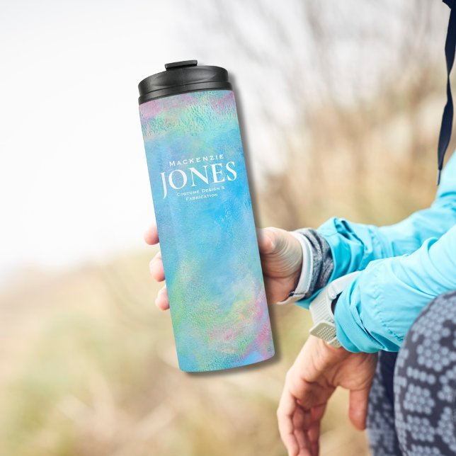 Modern Business Logo Turquioise Pink Yellow Thermal Tumbler (Creator Uploaded)