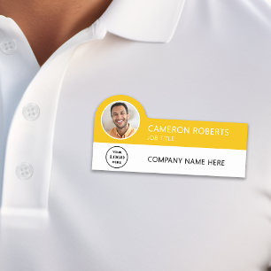 Modern Business Logo Yellow Photo Magnetic Name Tag