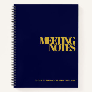 Modern Business Meeting Notes Gold Navy Blue Notebook