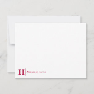 Modern Business Monogram Initial Line Burgundy Red Card