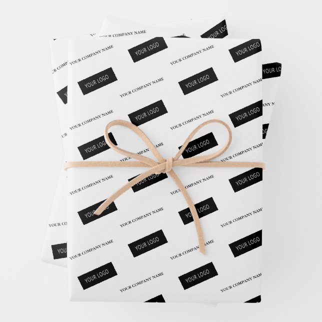 Modern Business Name Logo Packaging White Wrapping Paper Sheet (In situ)