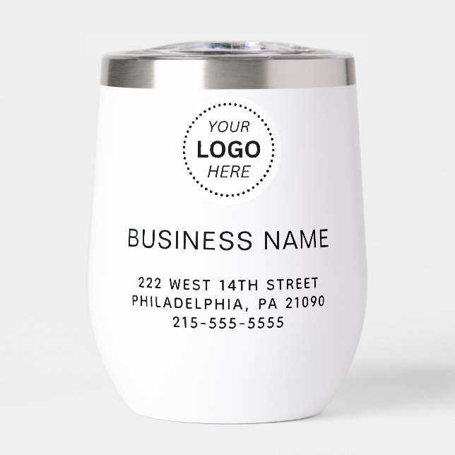 Modern Business Name or Logo Thermal Wine Tumbler (Front)
