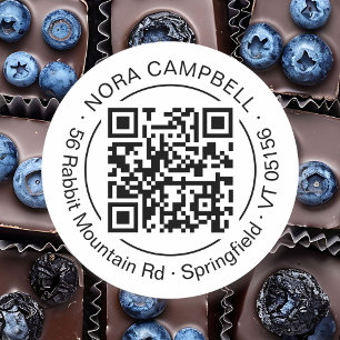 Modern Business Name Return Address Round QR Code  Classic Round Sticker