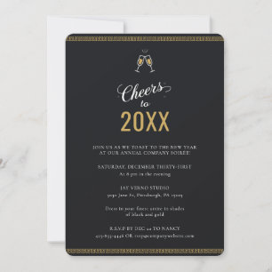 Modern Business New Year's Eve Office Soirée Black Invitation