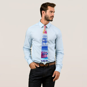 Modern Business Pattern Abstrac Blue Pink Yellow Tie
