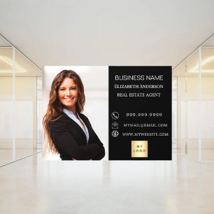 Modern Business Photo Contact Information black Window Cling