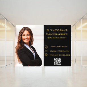 Modern Business Photo Contact Information black Window Cling