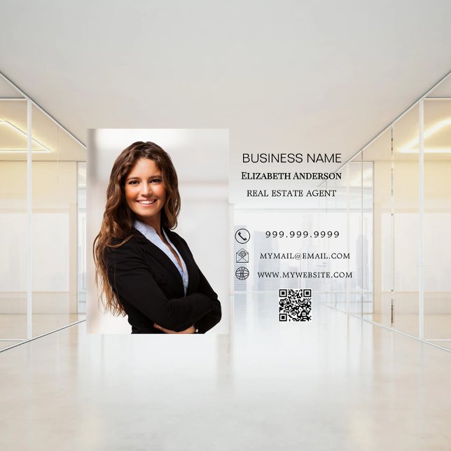 Modern Business Photo Contact Information Window Cling (Creator Uploaded)
