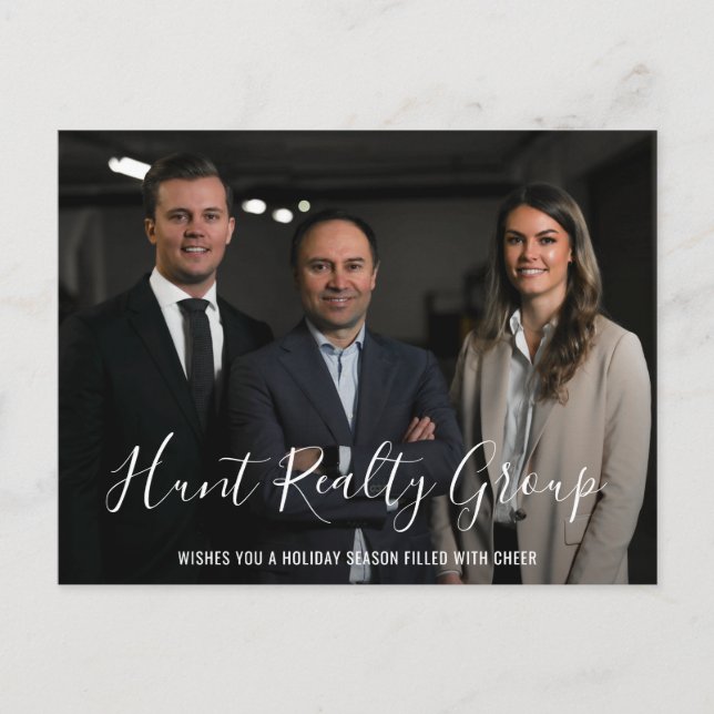 Modern Business Photo Corporate Christmas Holiday Postcard (Front)