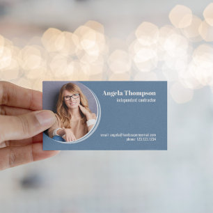 Modern Business Photo QR Code Blue Card