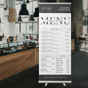 Modern Business Price List Restaurant Food Menu Retractable Banner