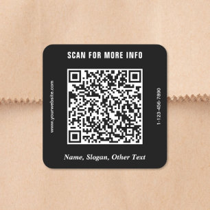 Modern Business QR Code Black Square Sticker