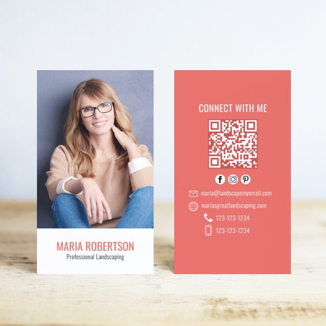 Modern Business QR Code Simple Photo Card (Simple Business card with photo and QR code.)