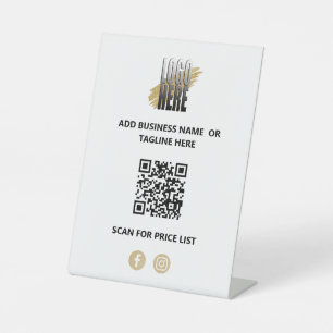 Modern Business QR Code with  Logo   Pedestal Sign