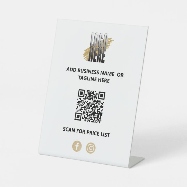 Modern Business QR Code with  Logo   Pedestal Sign (Front)